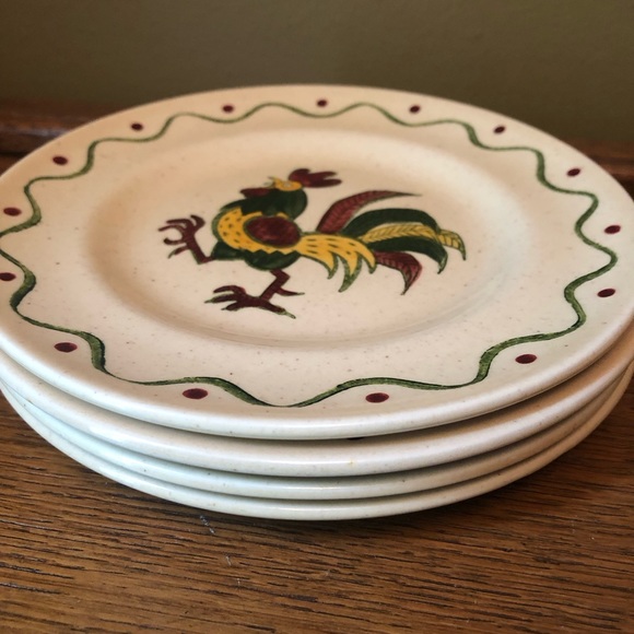 Lunch plates Metlox Poppytrail green rooster - Picture 1 of 5